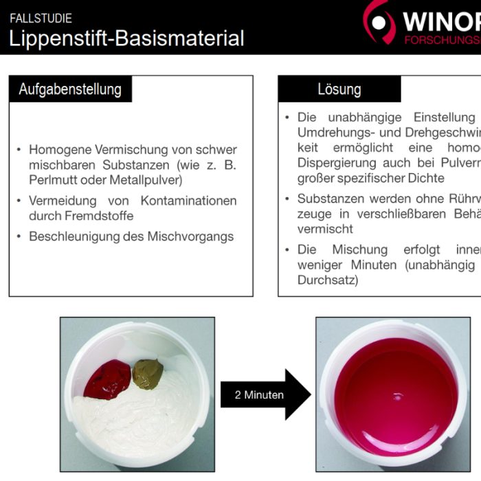 fallstudie von kurabo: zentrifugalmischer zur herstellung von lippenstift-basismaterial