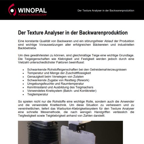 anwendungsstudie von stable micro systems: einsatz des texture analysers mit warburton-klebrigkeitsmesssystem in der backwarenproduktion