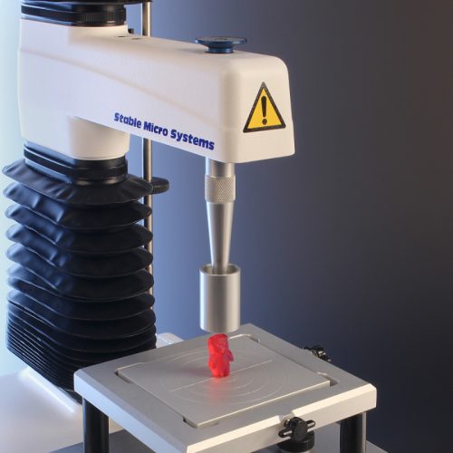 zylinder-stempel mit 20 mm durchmesser für kompressionsmessungen mit dem texture analyser, zum beispiel von gummibärchen.